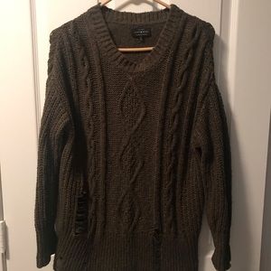 Olive distressed sweater